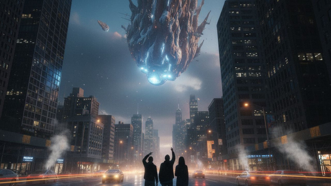 3i atlas alien probe on the city sky