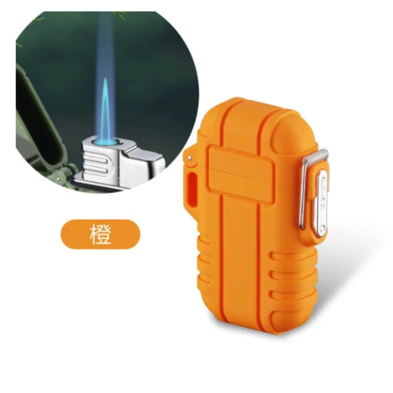 Waterproof USB Charging Electric Lighter Dual Arc Lighter Flameless Plasma Lighter Outdoor Hiking Camping Smoking Accessories