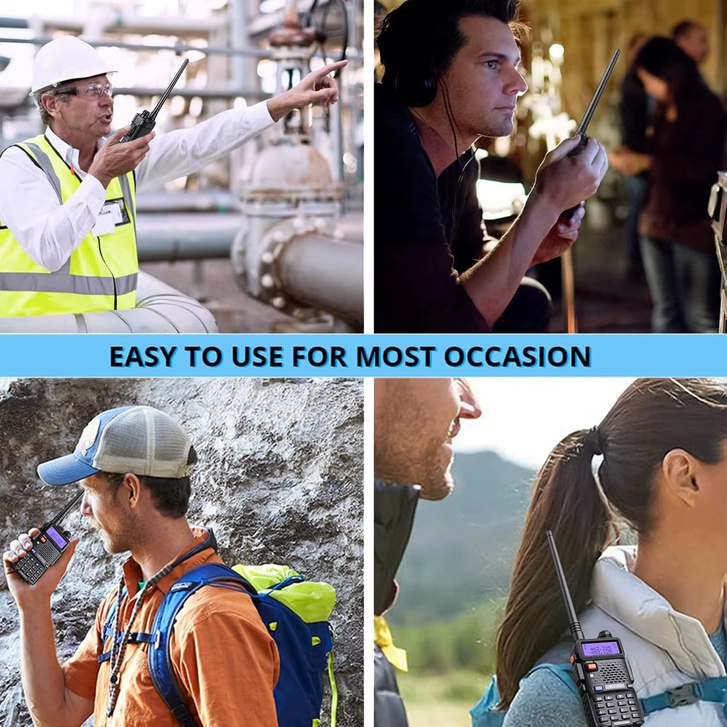 Professional UV-5R Two-Way Radio Walkie Talkie Dual Band UHF VHF Radio+Earpiec for Outdoor with LED Display Channel Encryption