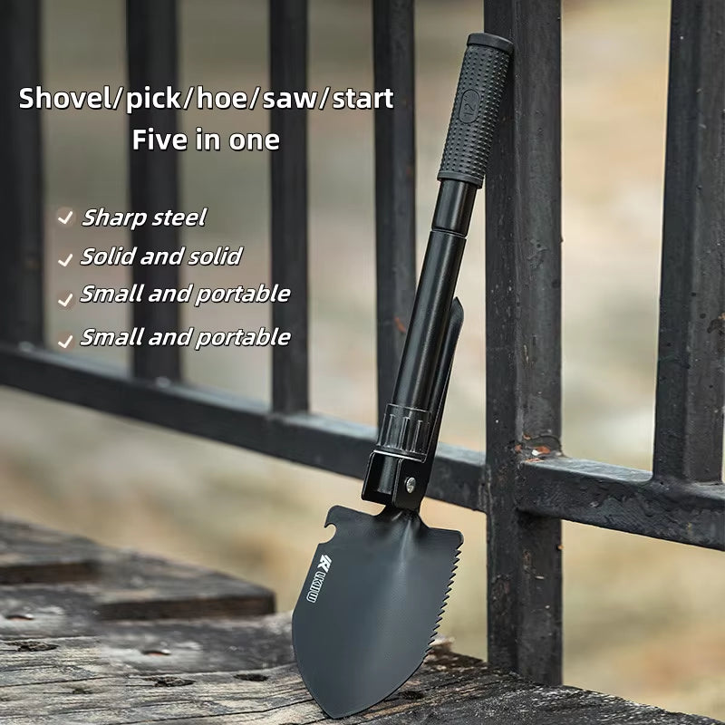 Multifunctional Folding Shovel for Camping Garden Snow Removal Telescopic Survival Spade Militaryoutdoor Hiking Backpacking Tool