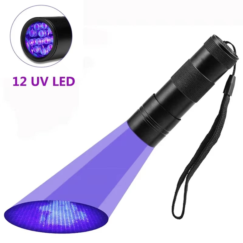 12/21/51 LED Protable UV Flashlight Black Light 395 NM Ultraviolet Torch Blacklight Detector for Dog Urine Pet Stain and Bed Bug