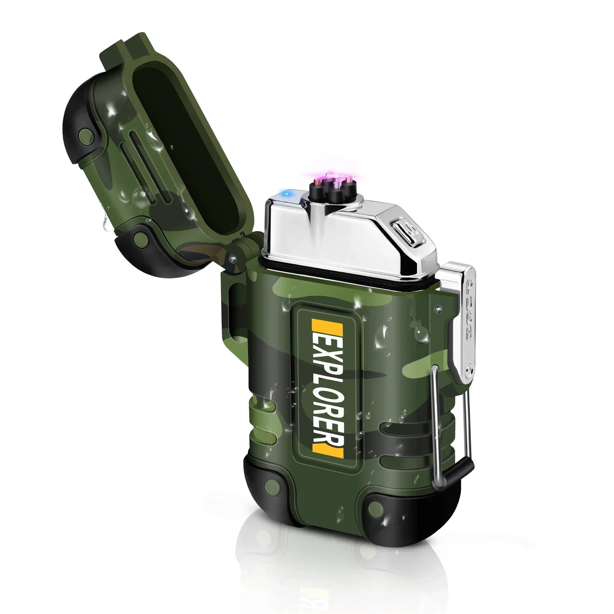 Waterproof USB Charging Electric Lighter Dual Arc Lighter Flameless Plasma Lighter Outdoor Hiking Camping Smoking Accessories