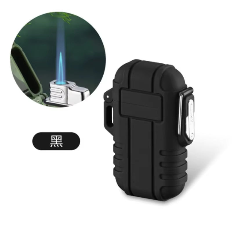 Waterproof USB Charging Electric Lighter Dual Arc Lighter Flameless Plasma Lighter Outdoor Hiking Camping Smoking Accessories
