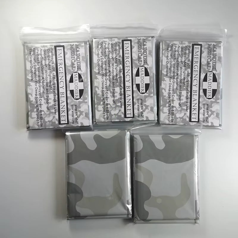 Emergency Thermal Blanket Lightweight Folding Water Resistant Windproof Sunshade Reusable Portable Poncho Camping Mat Cover