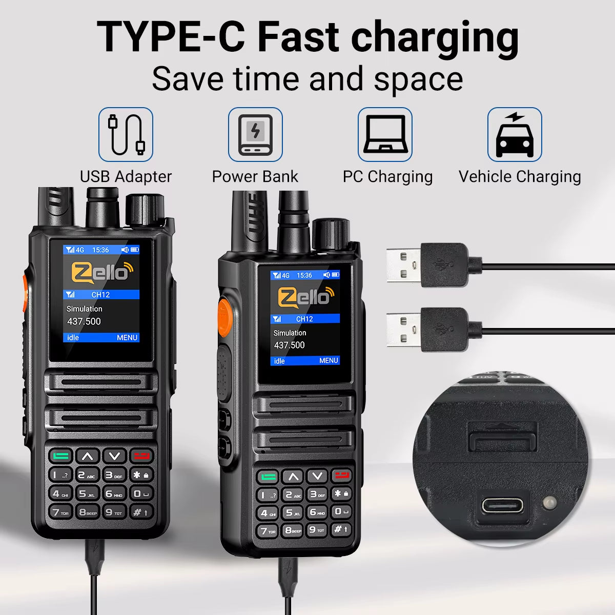 GP-889 Dual Mode Network POC Radio Walkie Talkie ZELLO Global UHF Bluetooth WIFI 2G 4G Sim Card Android Type-C Ham Radio