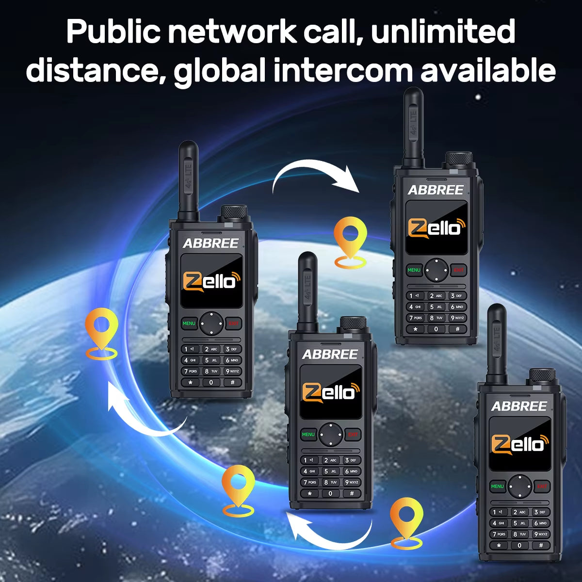 GP-298 Network Walkie Talkie Unlimited Distance Zello Global POC 4G 3G 2G SIM Card Android Bluetooth WIFI Two Way Radio