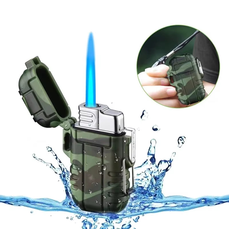 Waterproof USB Charging Electric Lighter Dual Arc Lighter Flameless Plasma Lighter Outdoor Hiking Camping Smoking Accessories