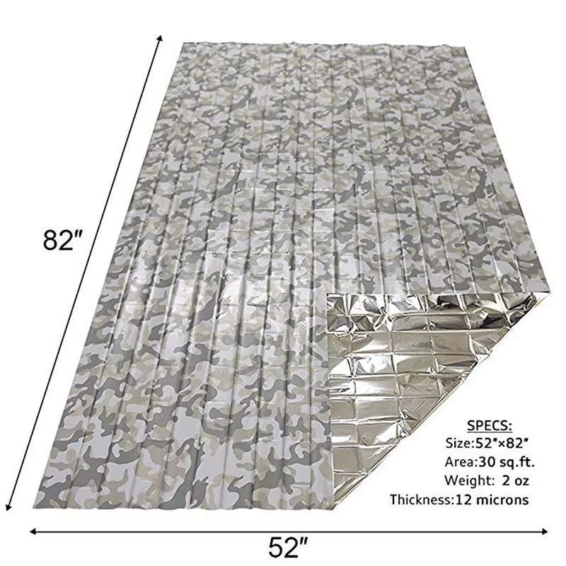 Emergency Thermal Blanket Lightweight Folding Water Resistant Windproof Sunshade Reusable Portable Poncho Camping Mat Cover