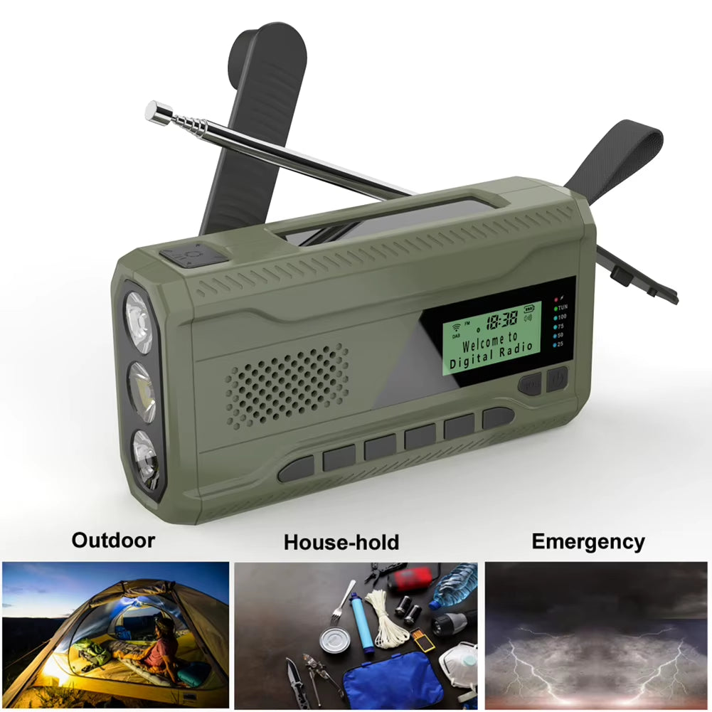 Hand Crank Radio with Flashlight BT Speaker Solar Radio Rechargeable Emergency Weather Radio for Outdoor Camping Emergency