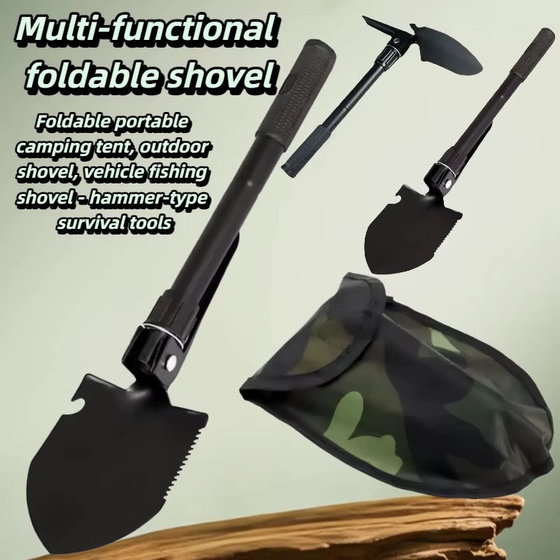 Multifunctional Folding Shovel for Camping Garden Snow Removal Telescopic Survival Spade Militaryoutdoor Hiking Backpacking Tool
