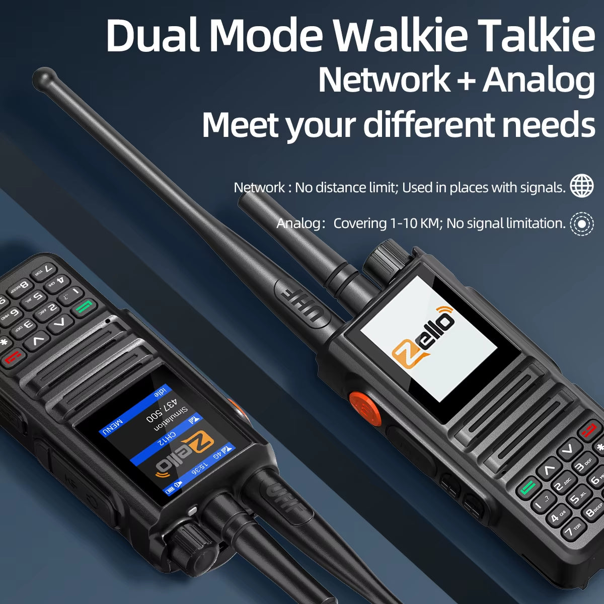 GP-889 Dual Mode Network POC Radio Walkie Talkie ZELLO Global UHF Bluetooth WIFI 2G 4G Sim Card Android Type-C Ham Radio
