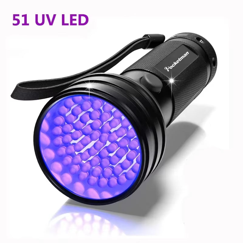 12/21/51 LED Protable UV Flashlight Black Light 395 NM Ultraviolet Torch Blacklight Detector for Dog Urine Pet Stain and Bed Bug