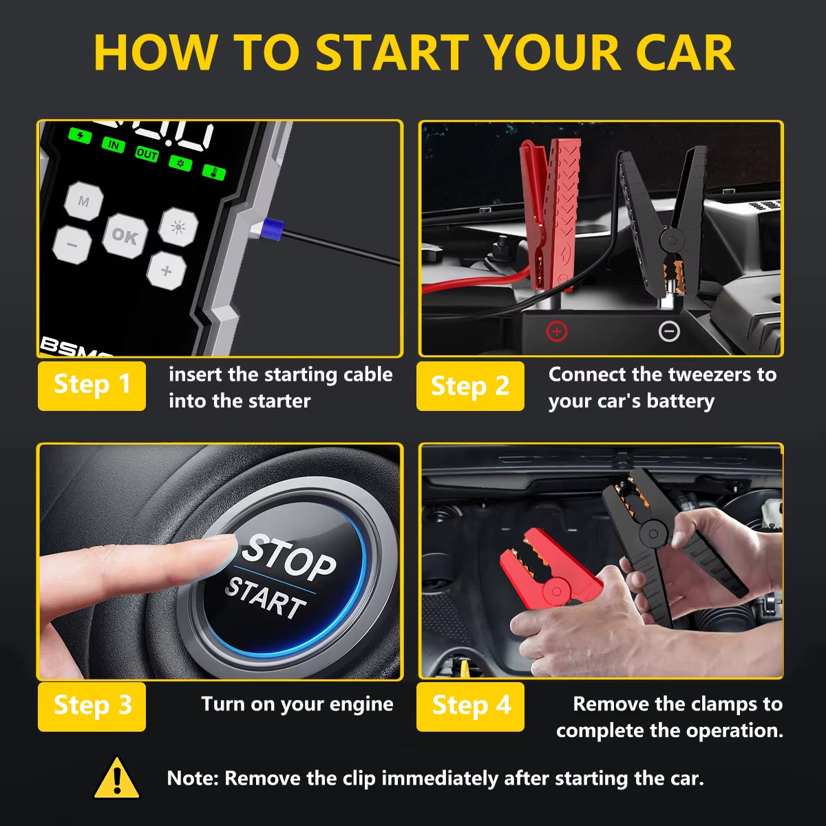 7000A Car Emergency Start Power Supply with Air Compressor, Battery Supercharger and Wireless Tire Inflator 12V Auto Jumper Box