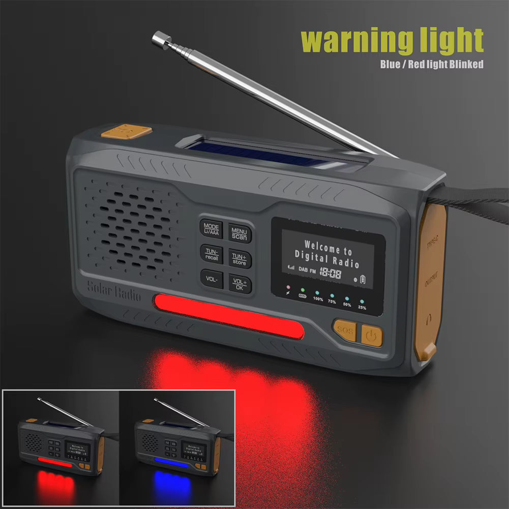 DAB/FM Radio Bluetooth Emergency Radio Portable Solar Radio Receiver Hand Crank Dynamo Outdoor Speaker Radio with Flashlight