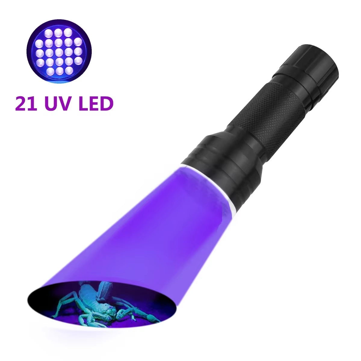 12/21/51 LED Protable UV Flashlight Black Light 395 NM Ultraviolet Torch Blacklight Detector for Dog Urine Pet Stain and Bed Bug