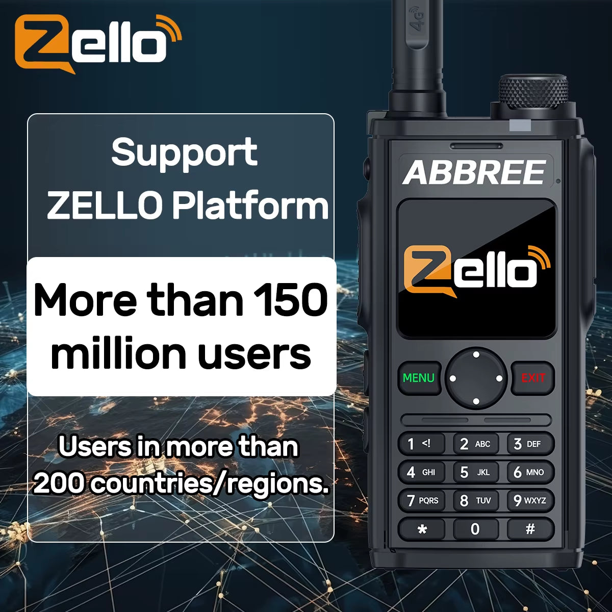 GP-298 Network Walkie Talkie Unlimited Distance Zello Global POC 4G 3G 2G SIM Card Android Bluetooth WIFI Two Way Radio